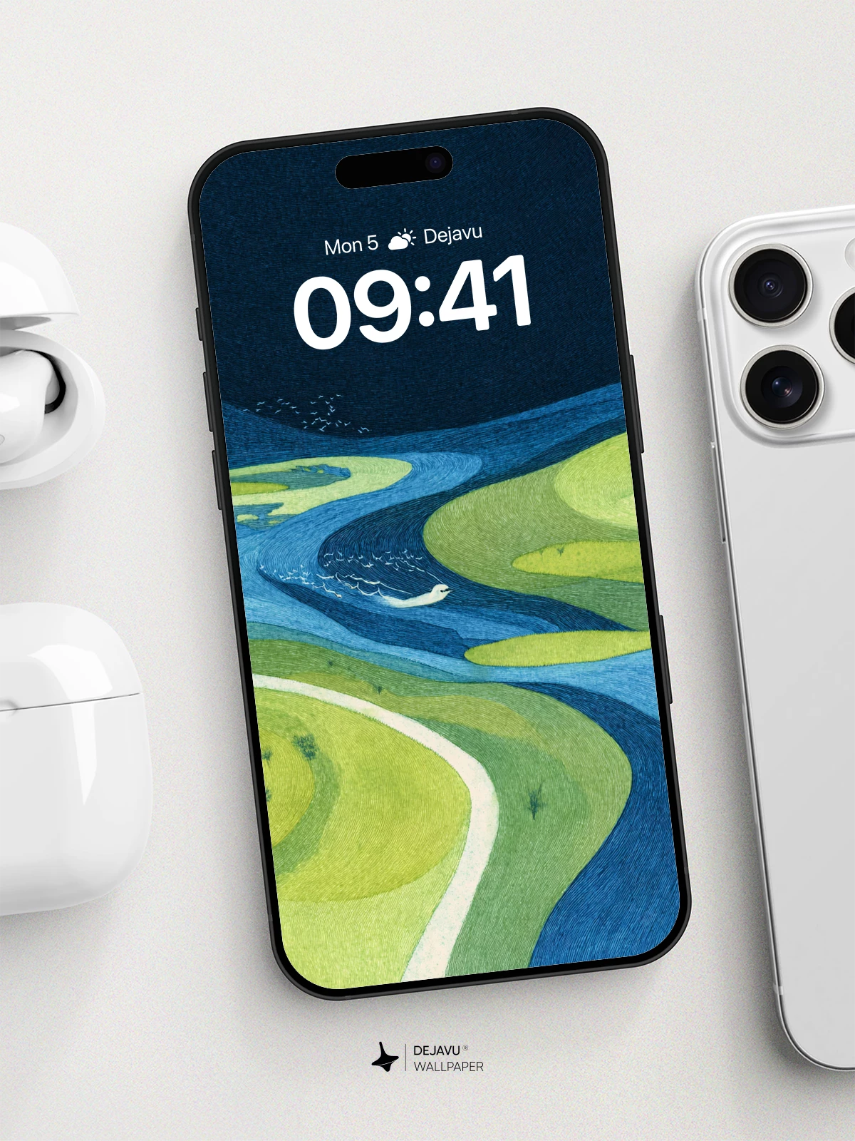 Whimsical River Landscape Wallpaper 8K for iPhone and Android