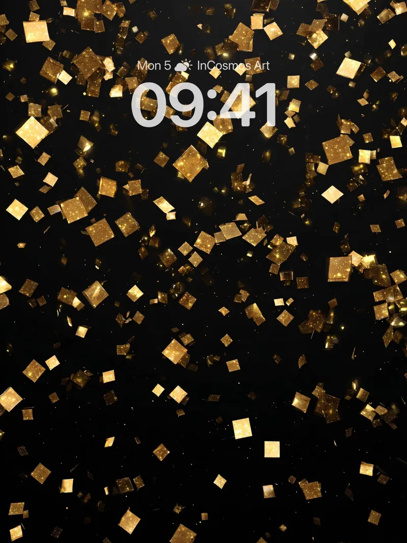 Golden Confetti Wallpaper with Floating Light