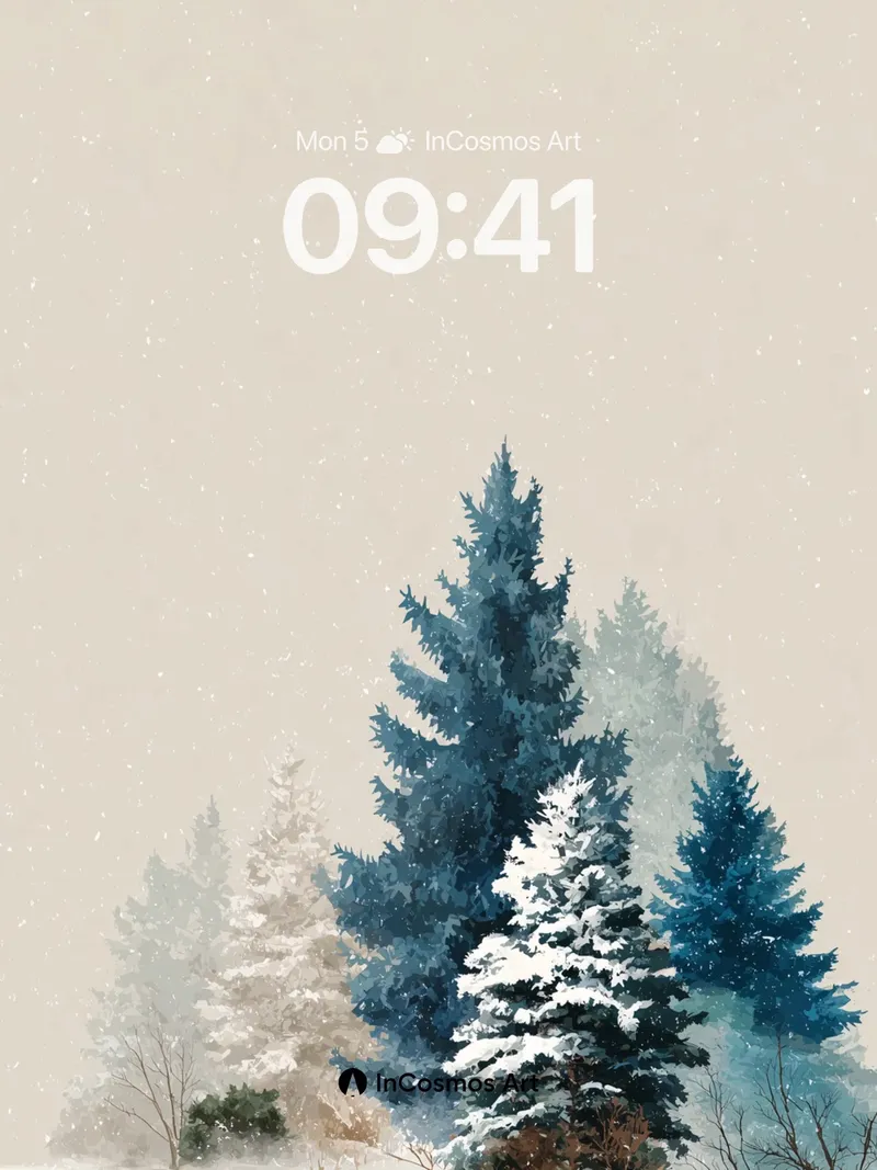 Frost Whisper Wallpaper with Snow-Laced Pines