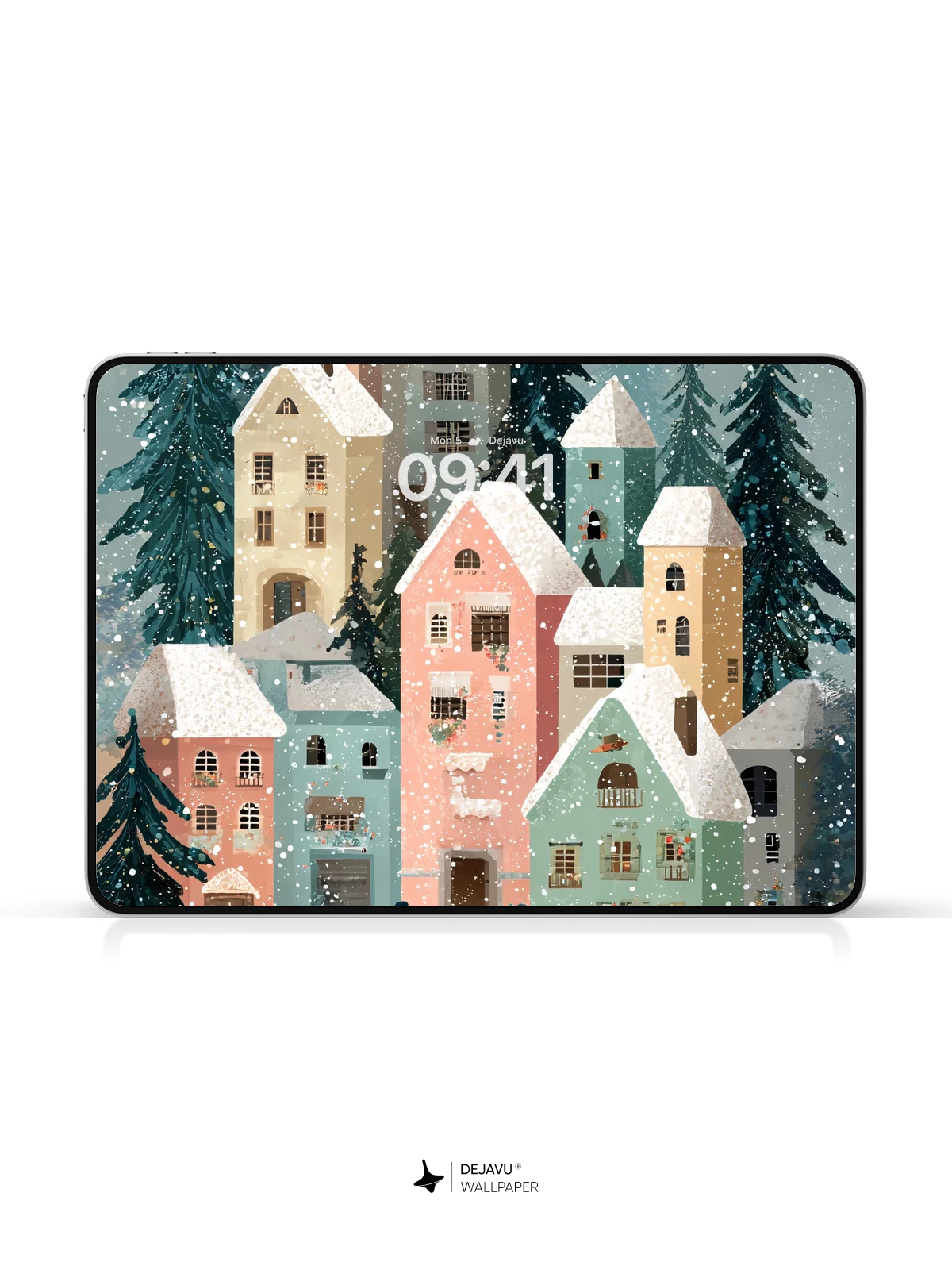 Whimsical Winter Village Wallpaper 8K for iPhone and Android