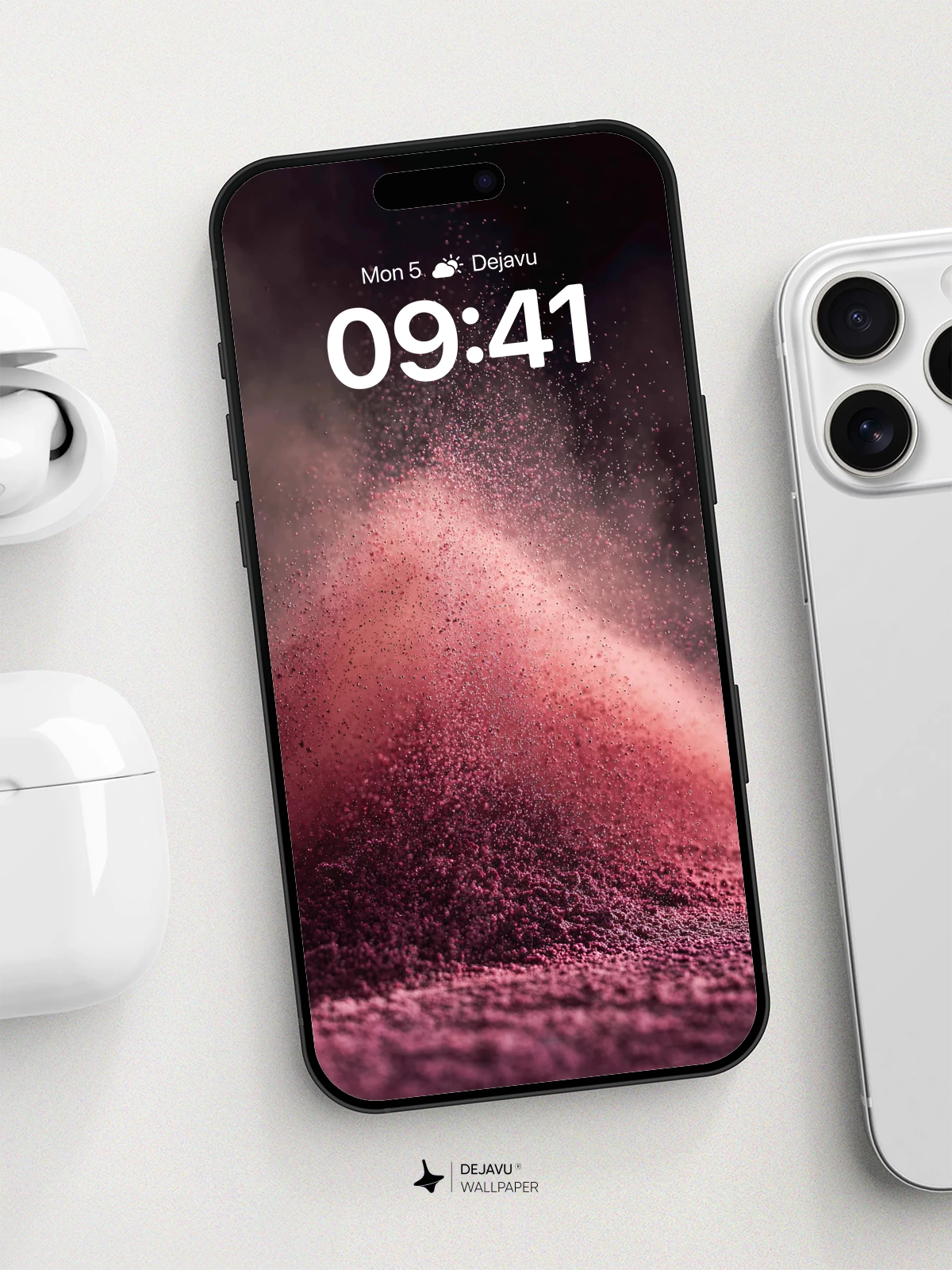 Vibrant Pink Powder Explosion Wallpaper 8K for iPhone and Android