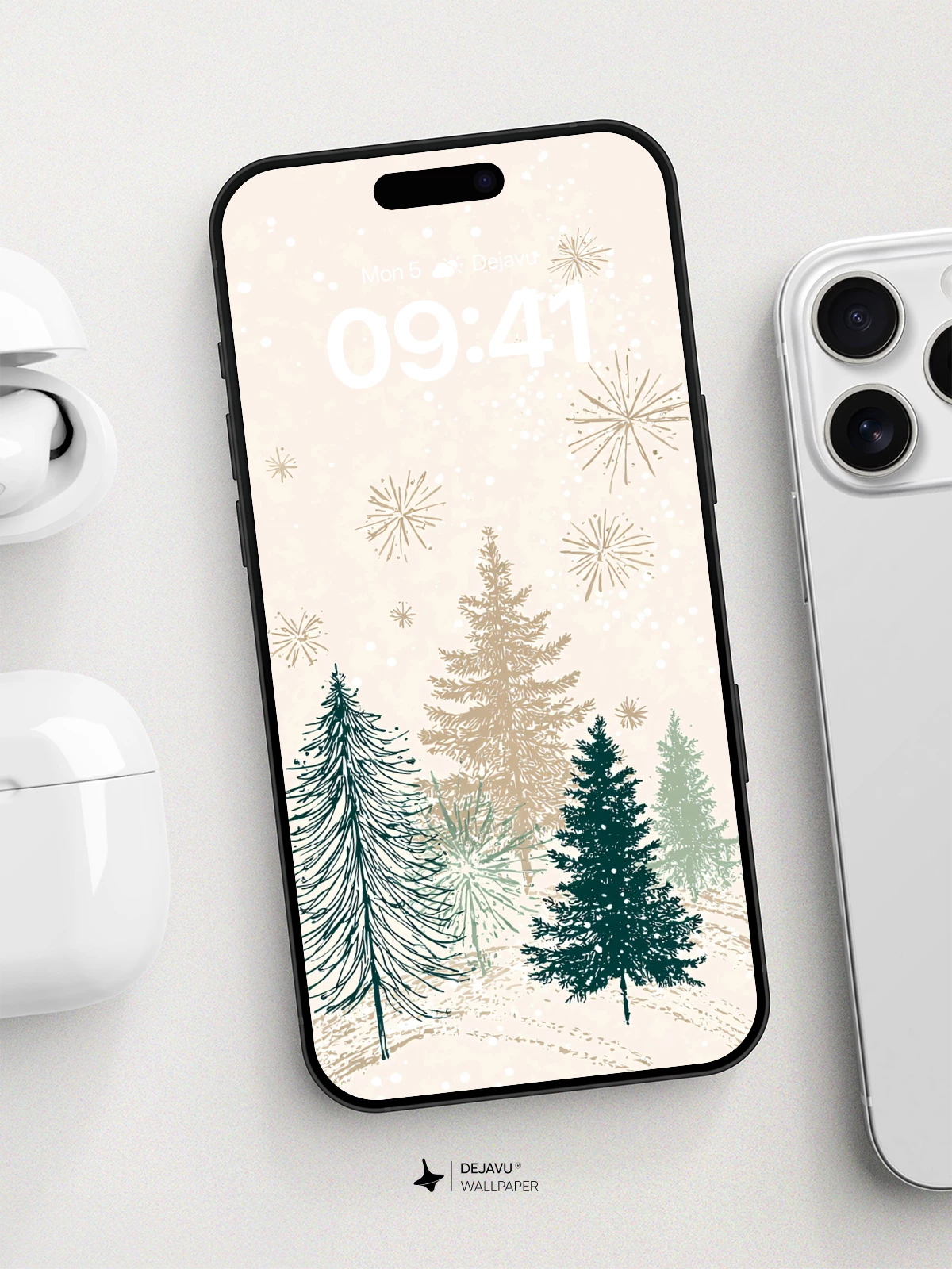 Winter Pine Forest Wallpaper 8K for iPhone and Android