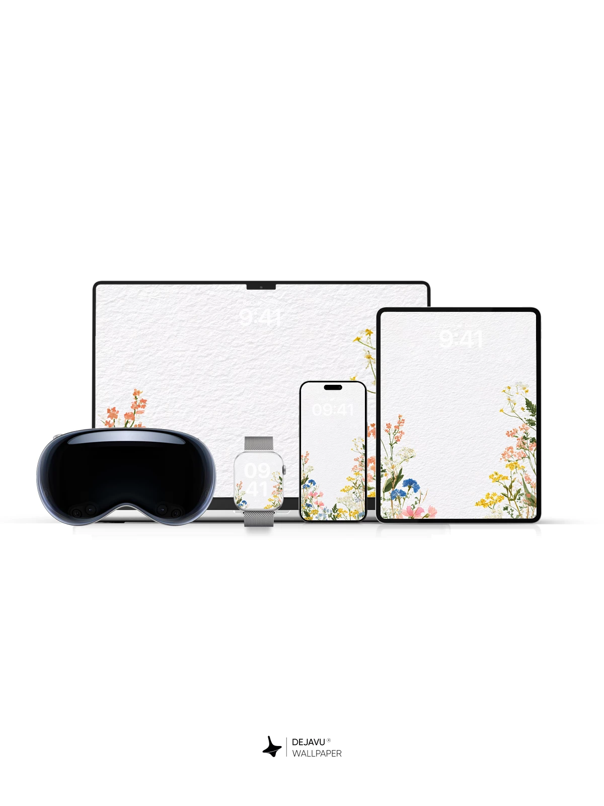 Watercolor Wildflower Border Wallpaper 8K for iPhone and Android