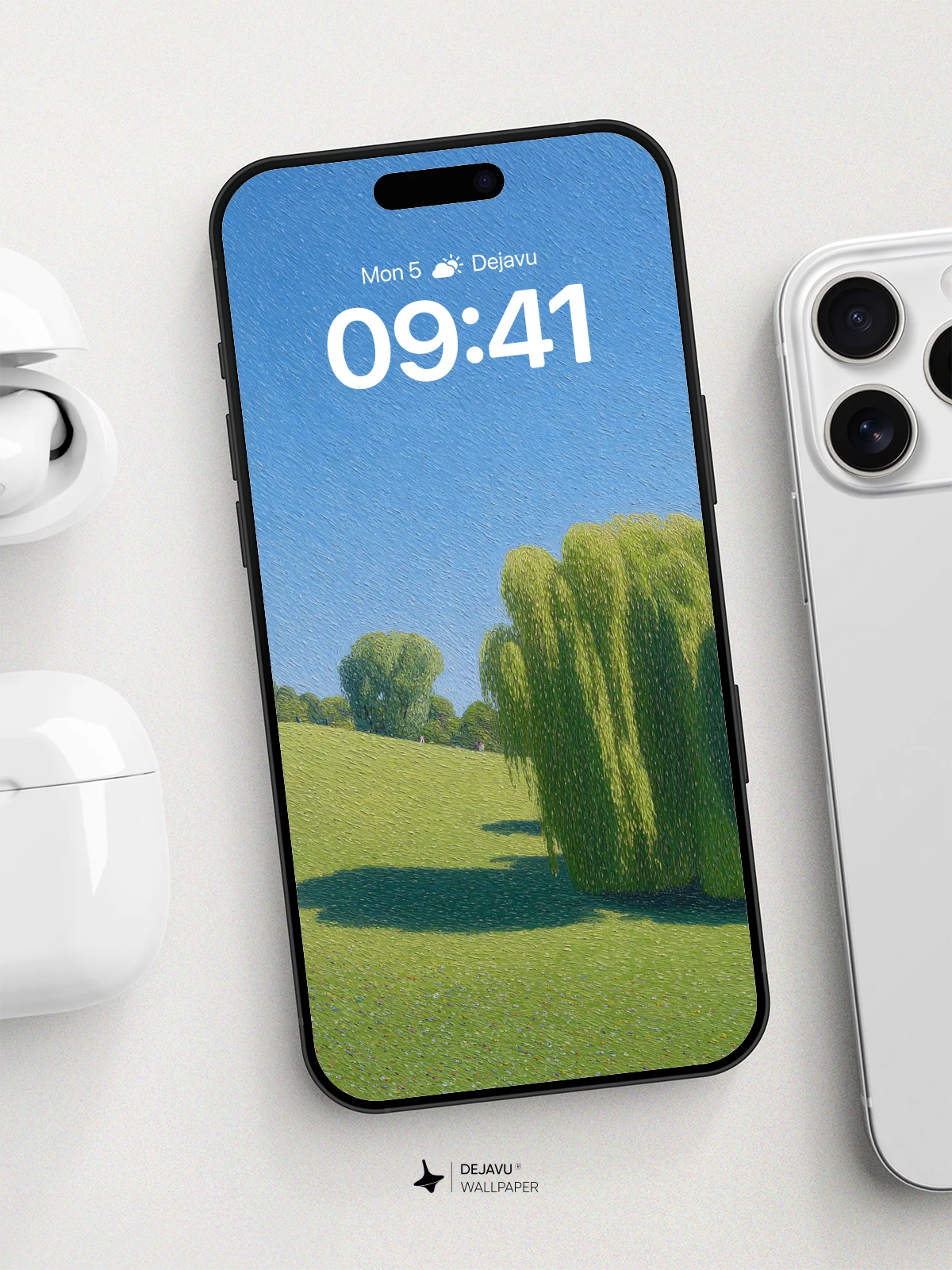Whimsical Willow Landscape Wallpaper 8K for iPhone and Android