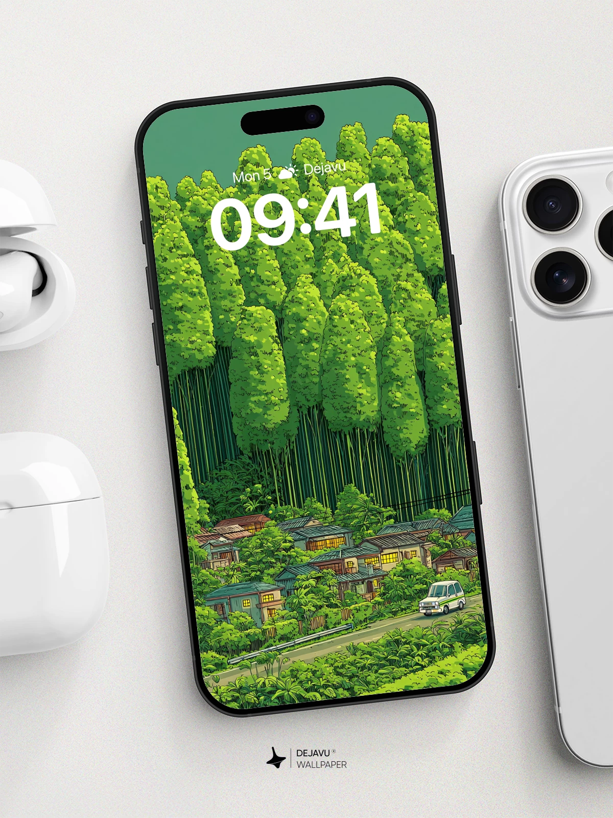 Serene Bamboo Village Wallpaper 8K for iPhone and Android