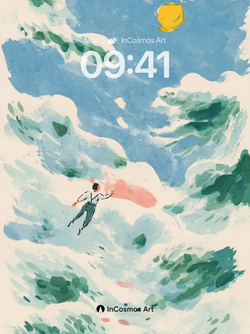 Floating Solitude Wallpaper with Skyward Drift