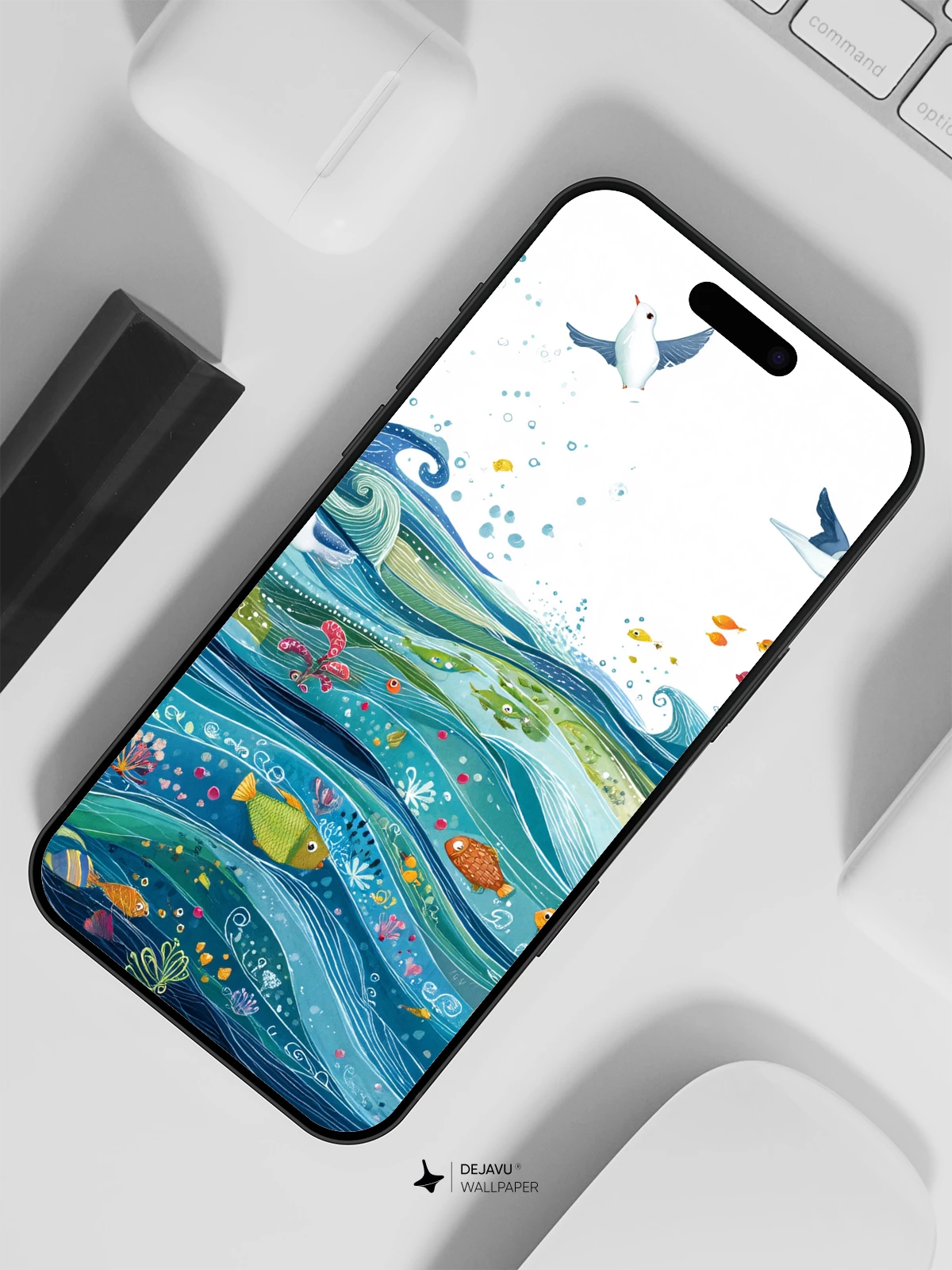 Whimsical Ocean Waves Wallpaper 8K for iPhone and Android