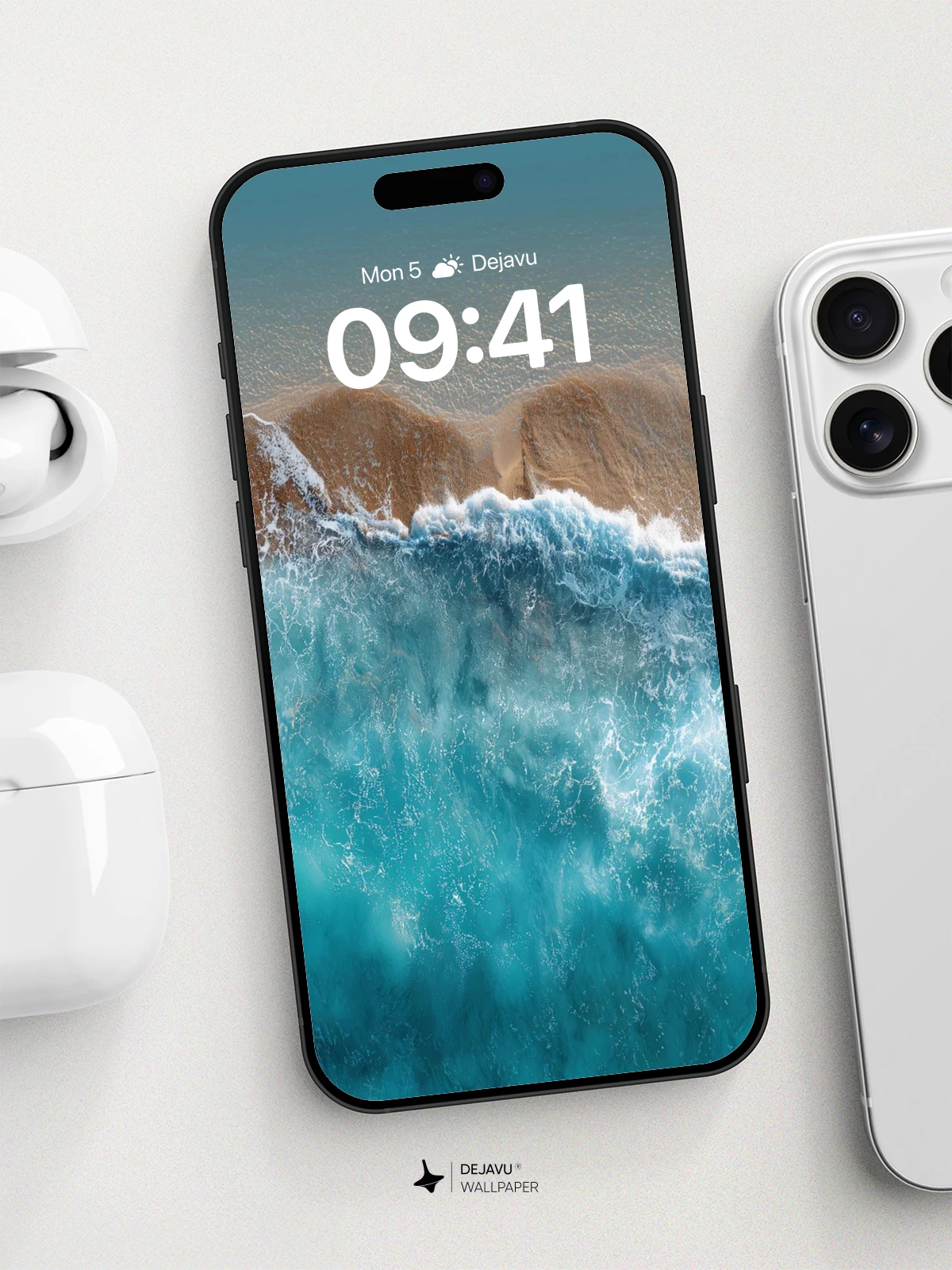 Turquoise Ocean Waves Wallpaper 8K for iPhone and Android
