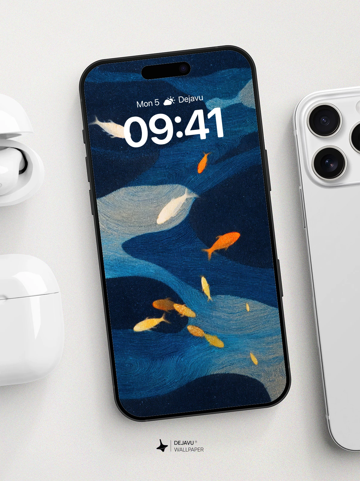 Abstract Ocean Fish Art Wallpaper 8K for iPhone and Android