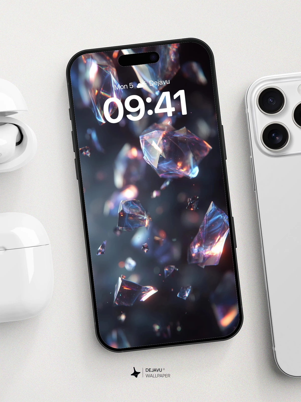 Shimmering Crystal Fragments Wallpaper 8K for iPhone and Android