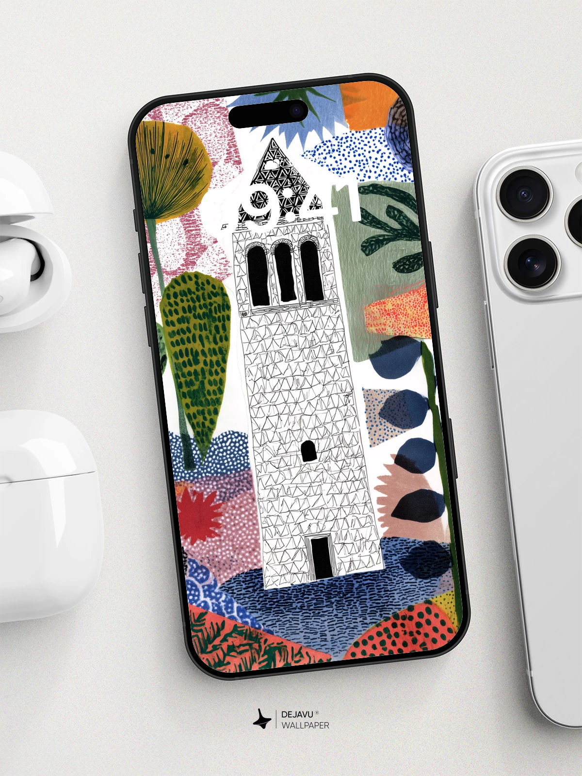 Whimsical Tower Garden Wallpaper 8K for iPhone and Android