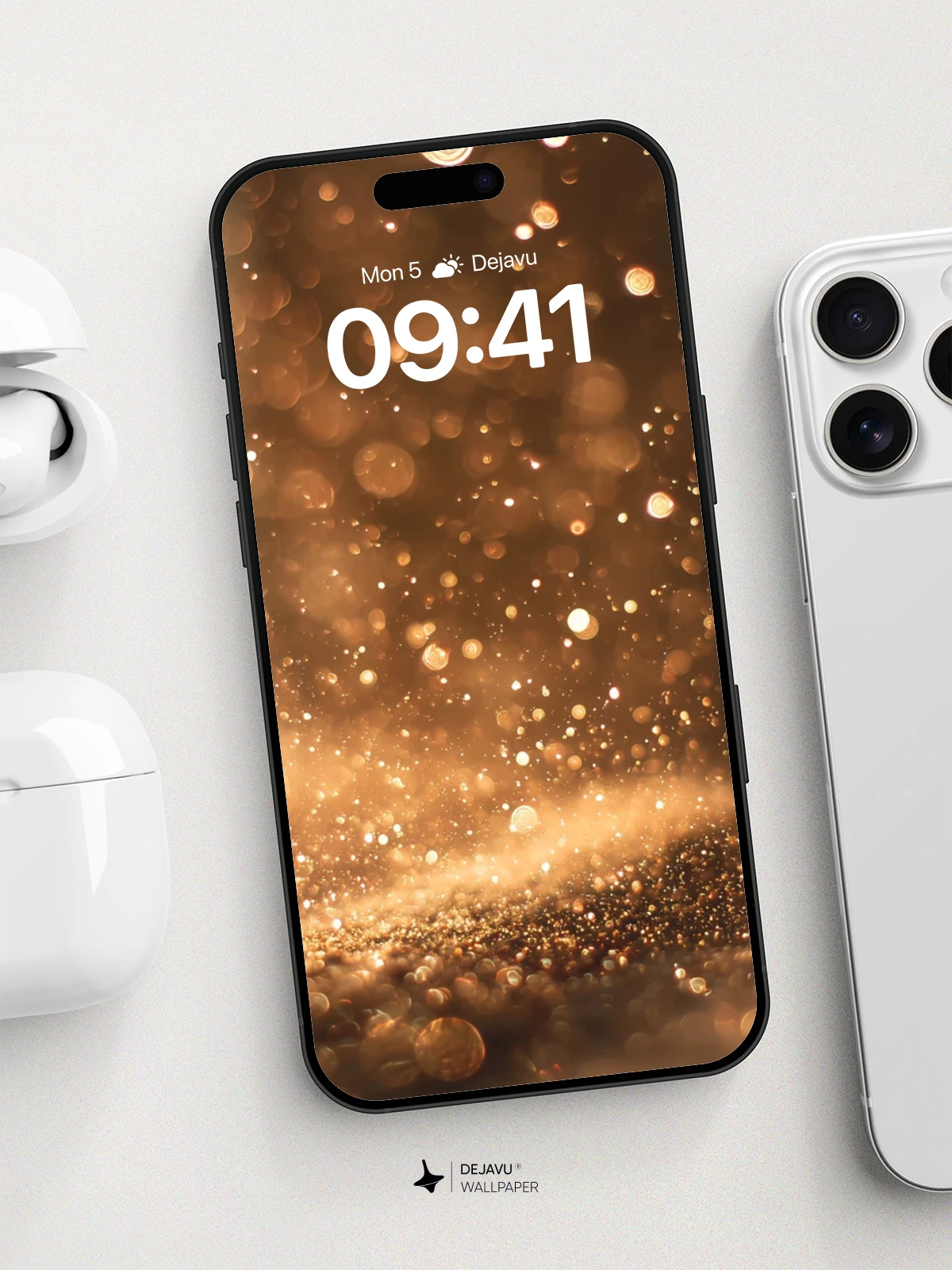 Golden Dust Glow Wallpaper 8K for iPhone and Android