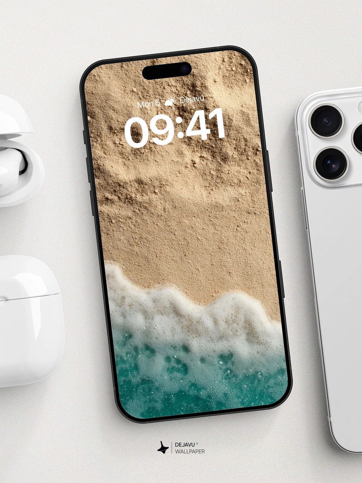Serene Beach Wave Wallpaper 8K for iPhone and Android