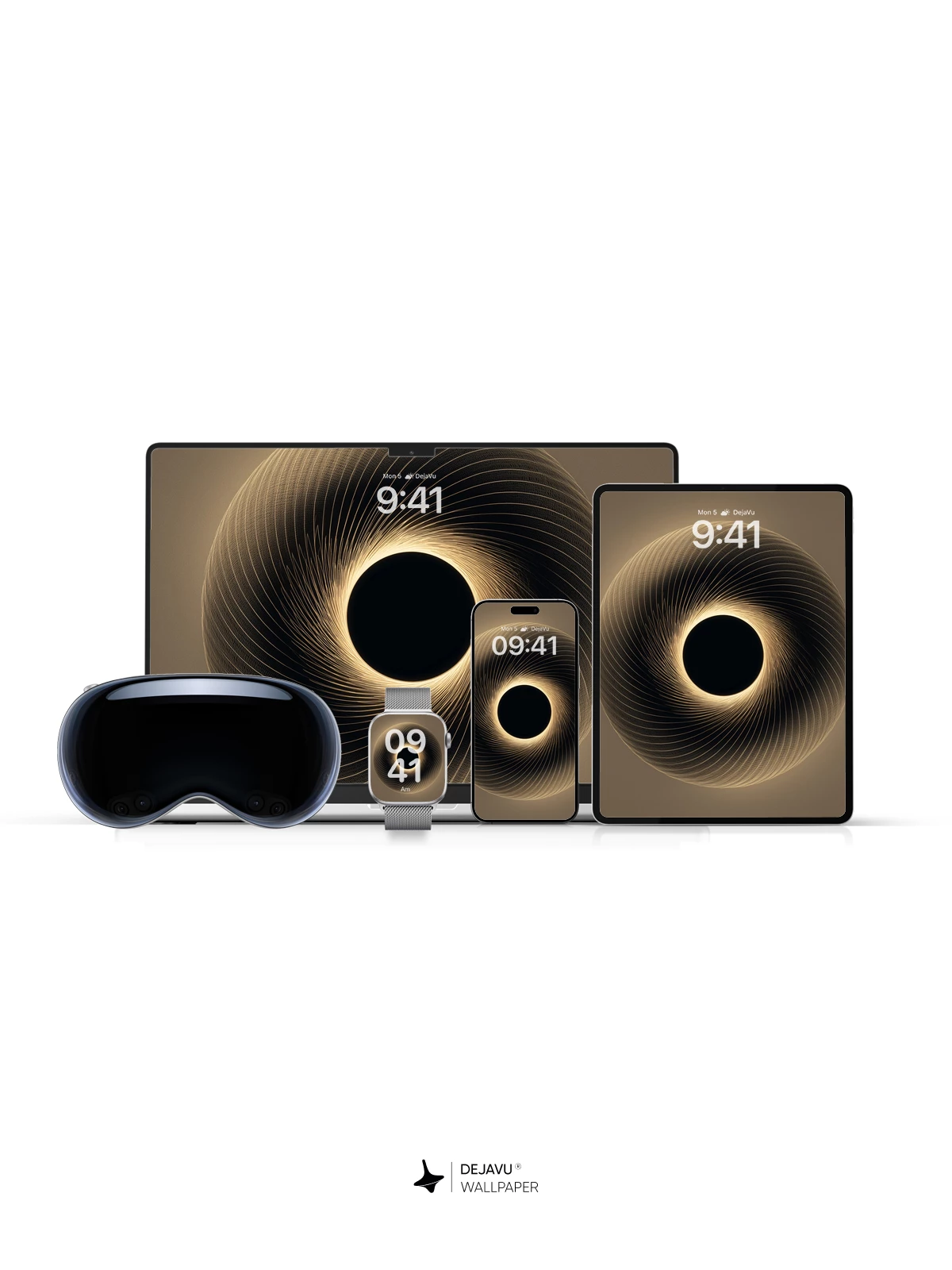 Golden Spiral Orb Wallpaper 8K for iPhone and Android