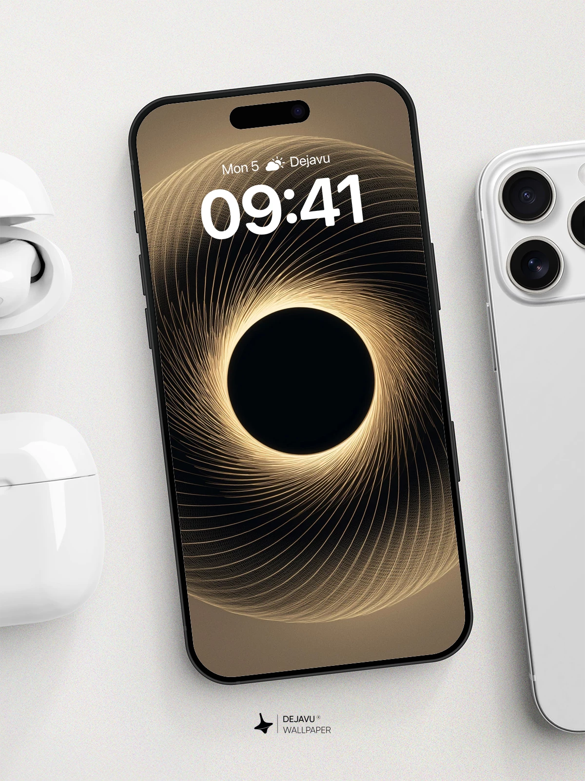Golden Spiral Orb Wallpaper 8K for iPhone and Android