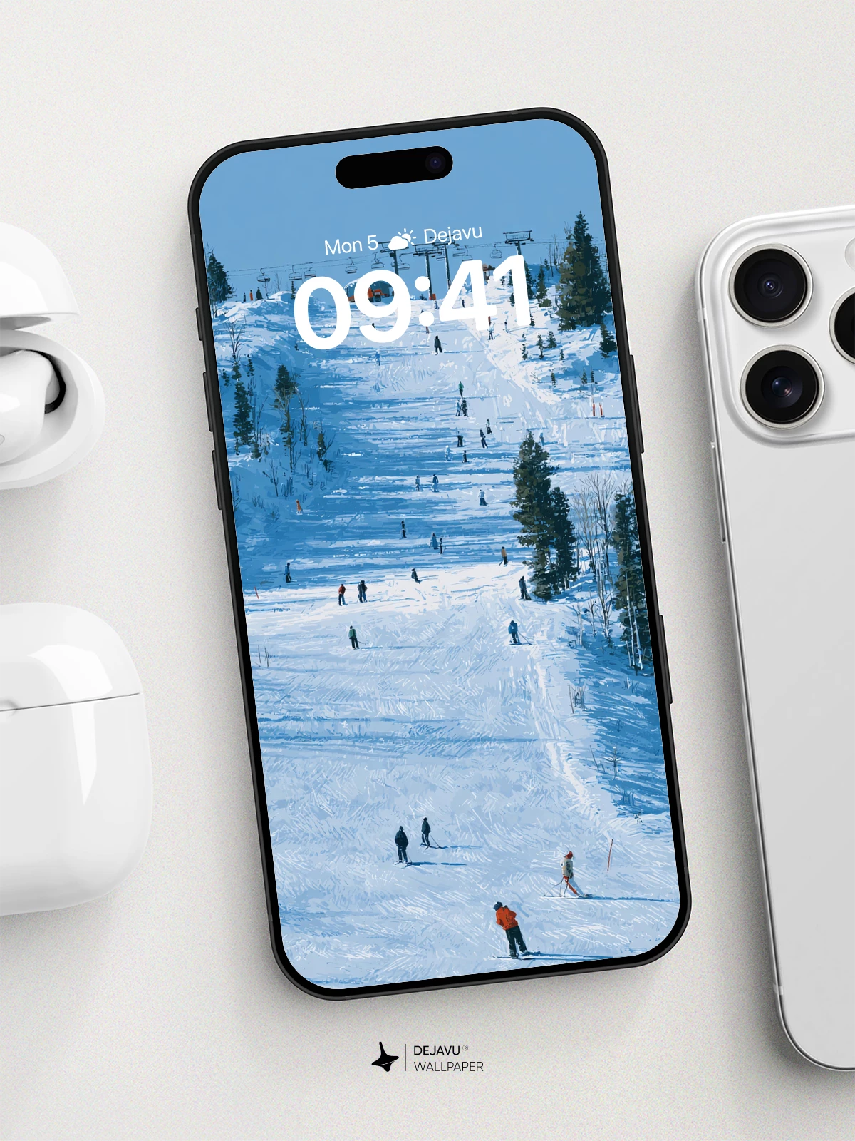 Ski Slope Winter Wonderland Wallpaper 8K for iPhone and Android