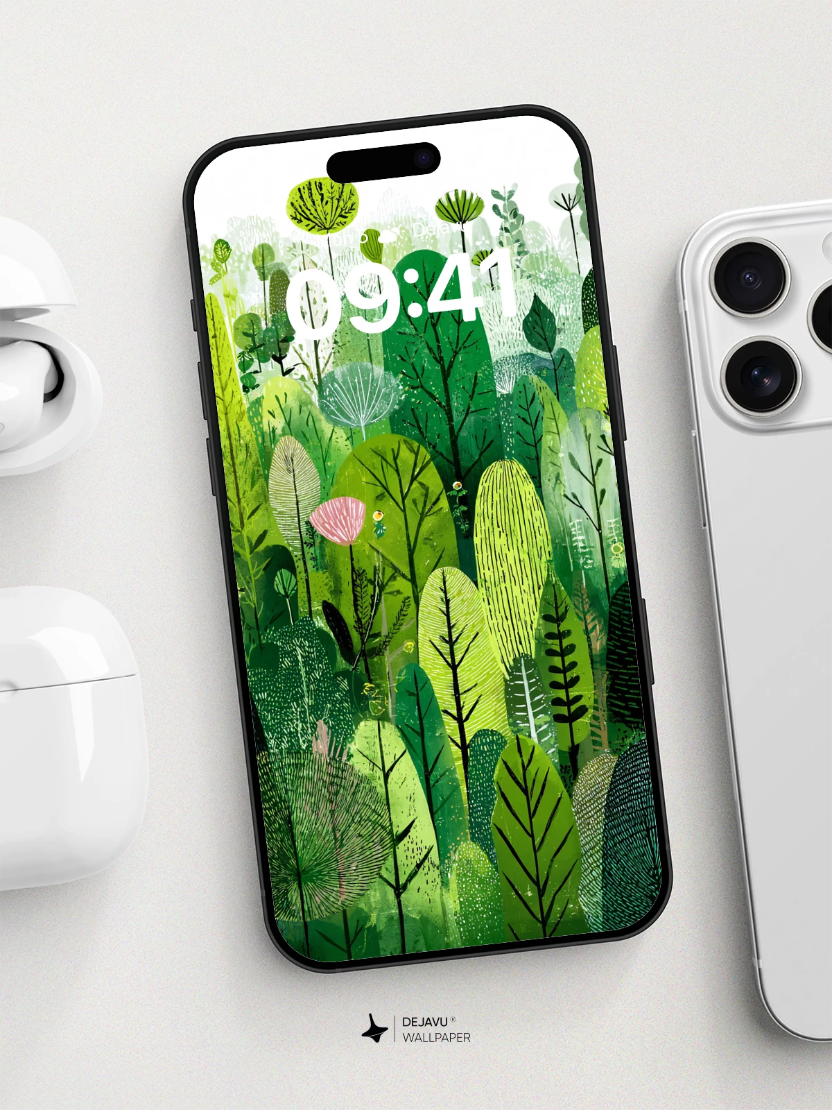 Whimsical Forest Greenery Wallpaper 8K for iPhone and Android