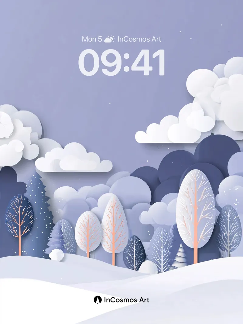 Silent Frost Wallpaper with Paper-Tree Forest