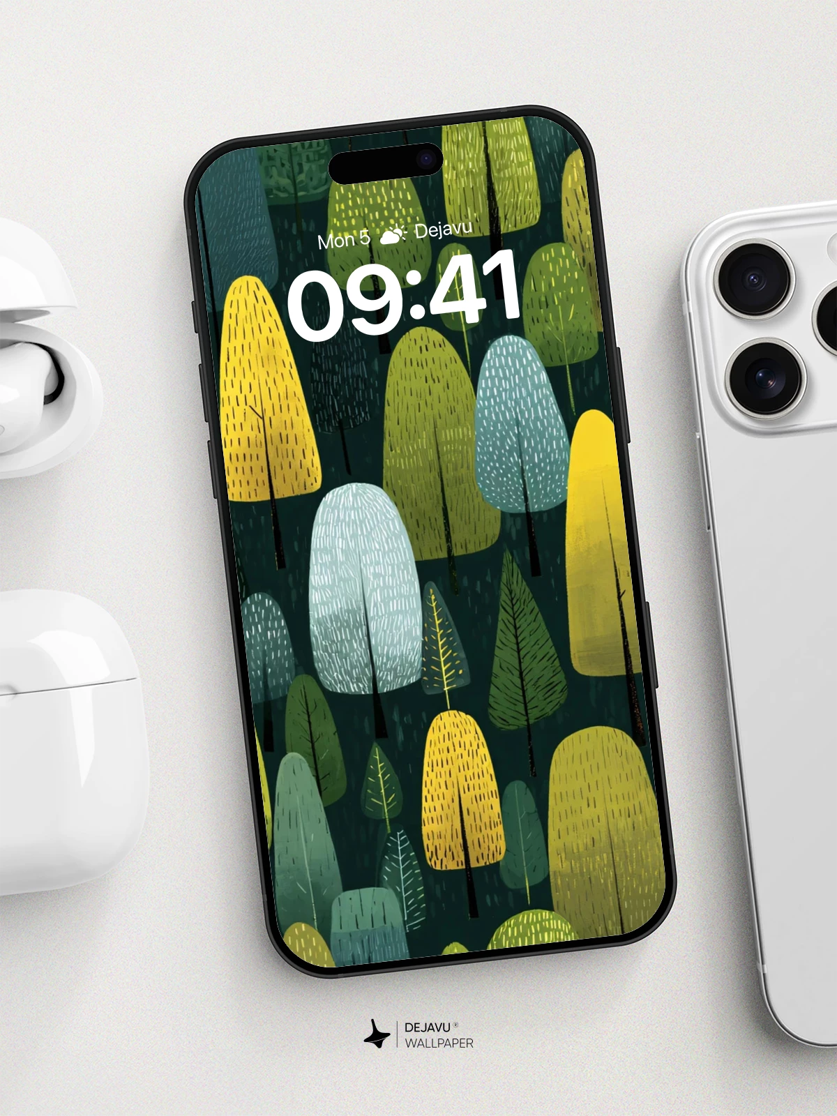 Whimsical Forest Pattern Wallpaper 8K for iPhone and Android