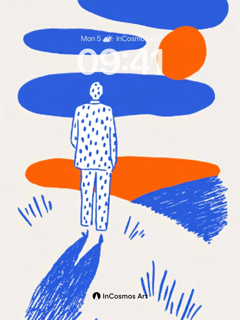 Solitary Figure Wallpaper with Polka-Dot Echo