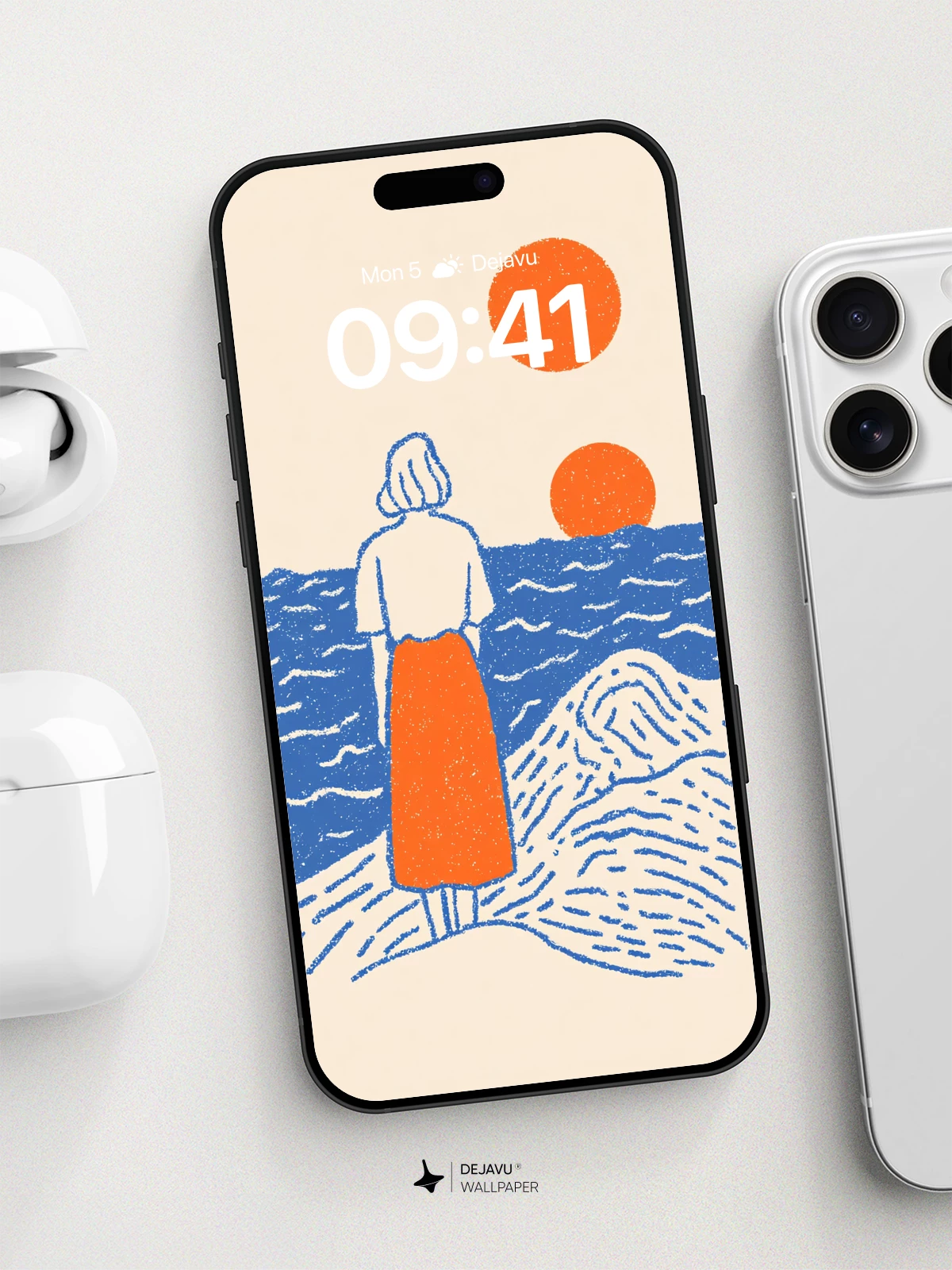 Minimalist Ocean Sunset Wallpaper 8K for iPhone and Android