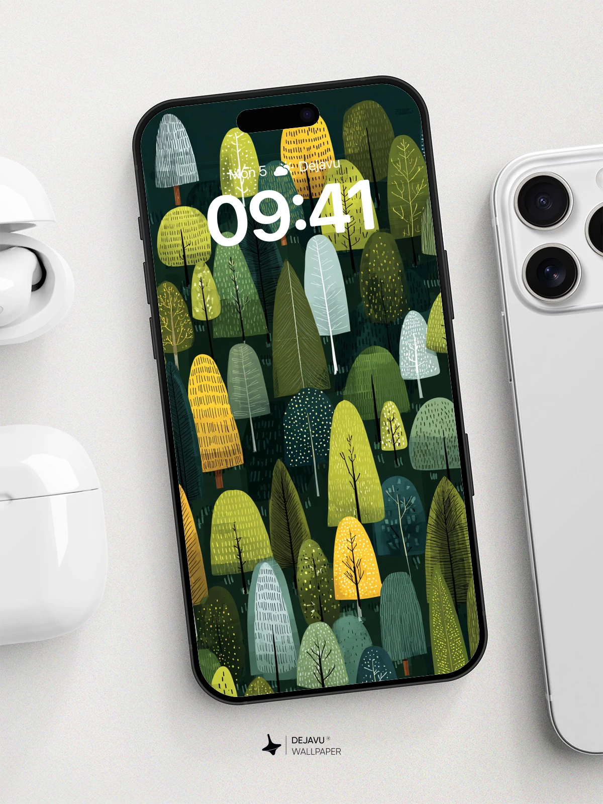Whimsical Forest Pattern Wallpaper 8K for iPhone and Android