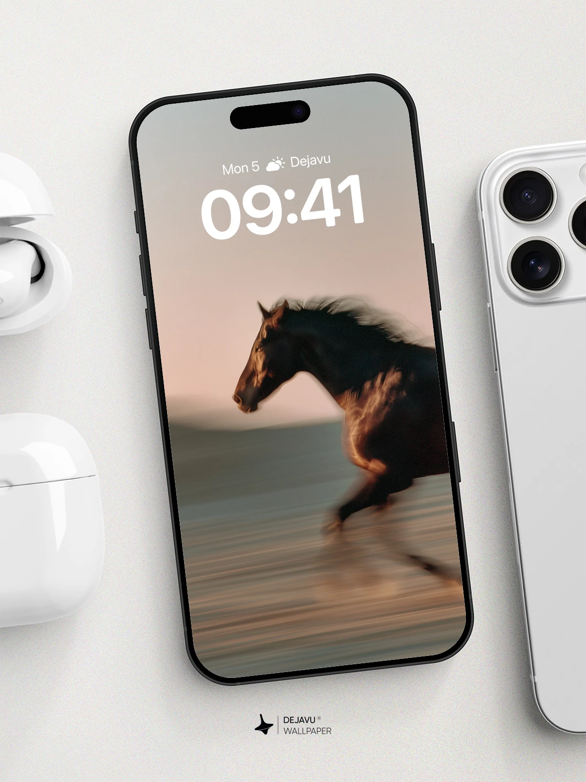 Wild Horse Sunset Run Wallpaper 8K for iPhone and Android