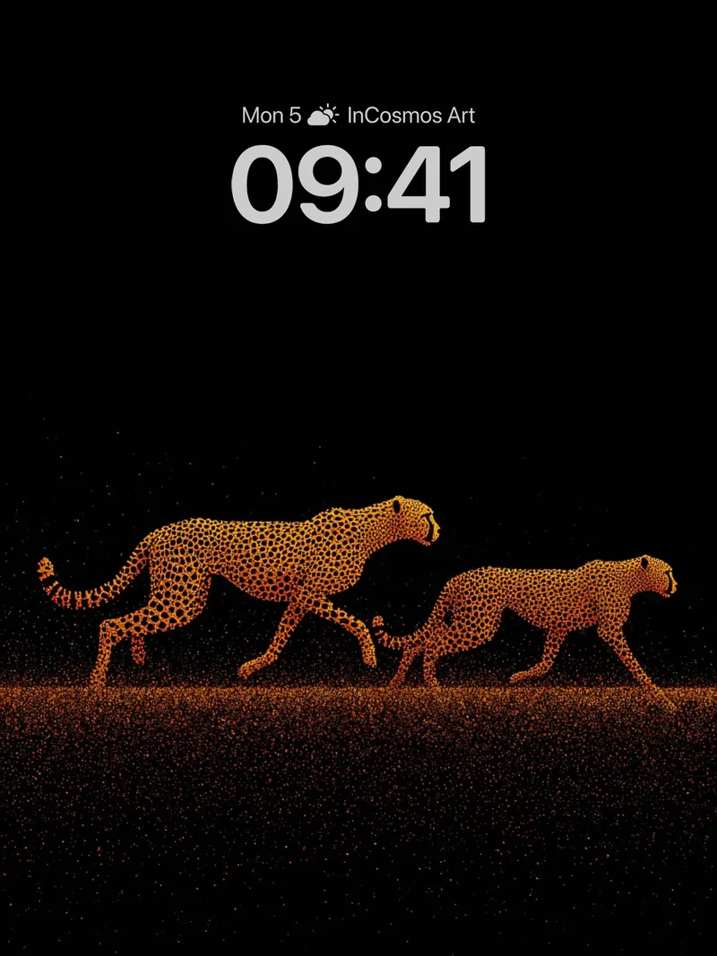 Golden Mirage Wallpaper with Cheetah Silhouettes