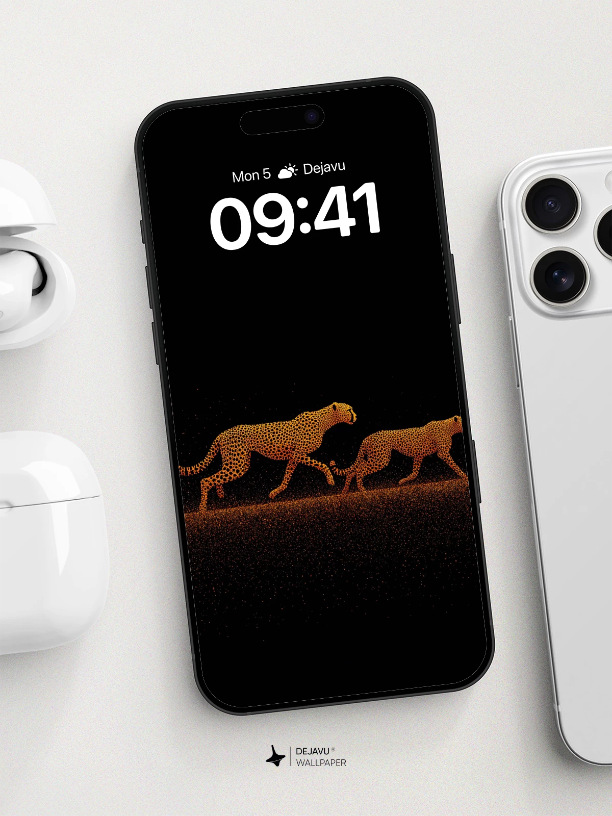 Golden Cheetahs Silhouette Wallpaper 8K for iPhone and Android