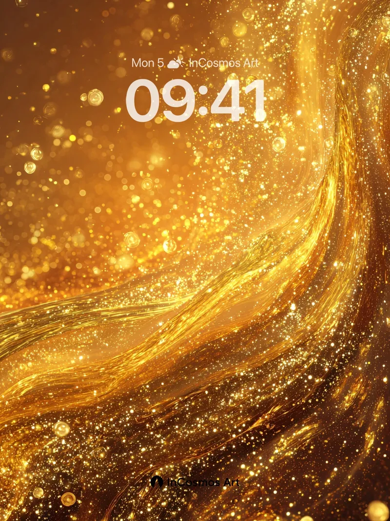 Golden Elixir Wallpaper with Cosmic Swirls