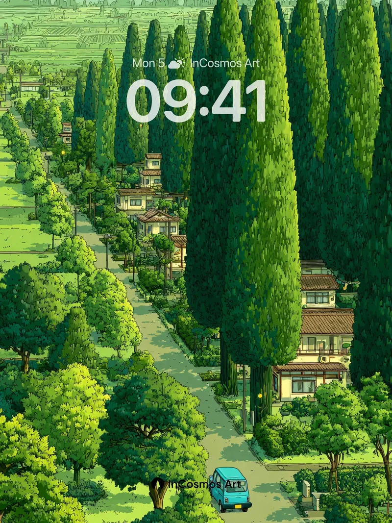Serenity Lane Wallpaper with Cypress Whispers