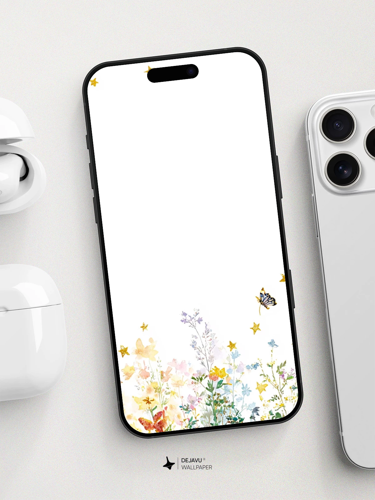 Whimsical Floral Frame Wallpaper 8K for iPhone and Android