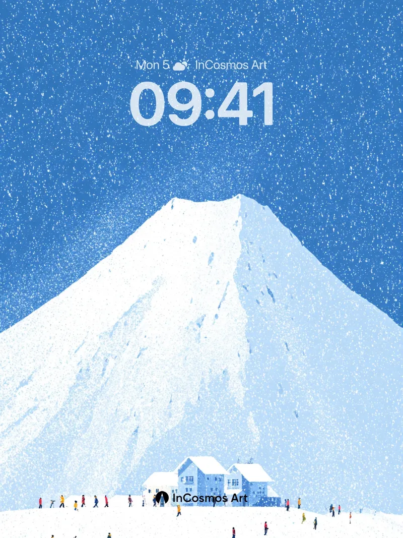 Snowfall Serenity Wallpaper with Mount Fuji Silence