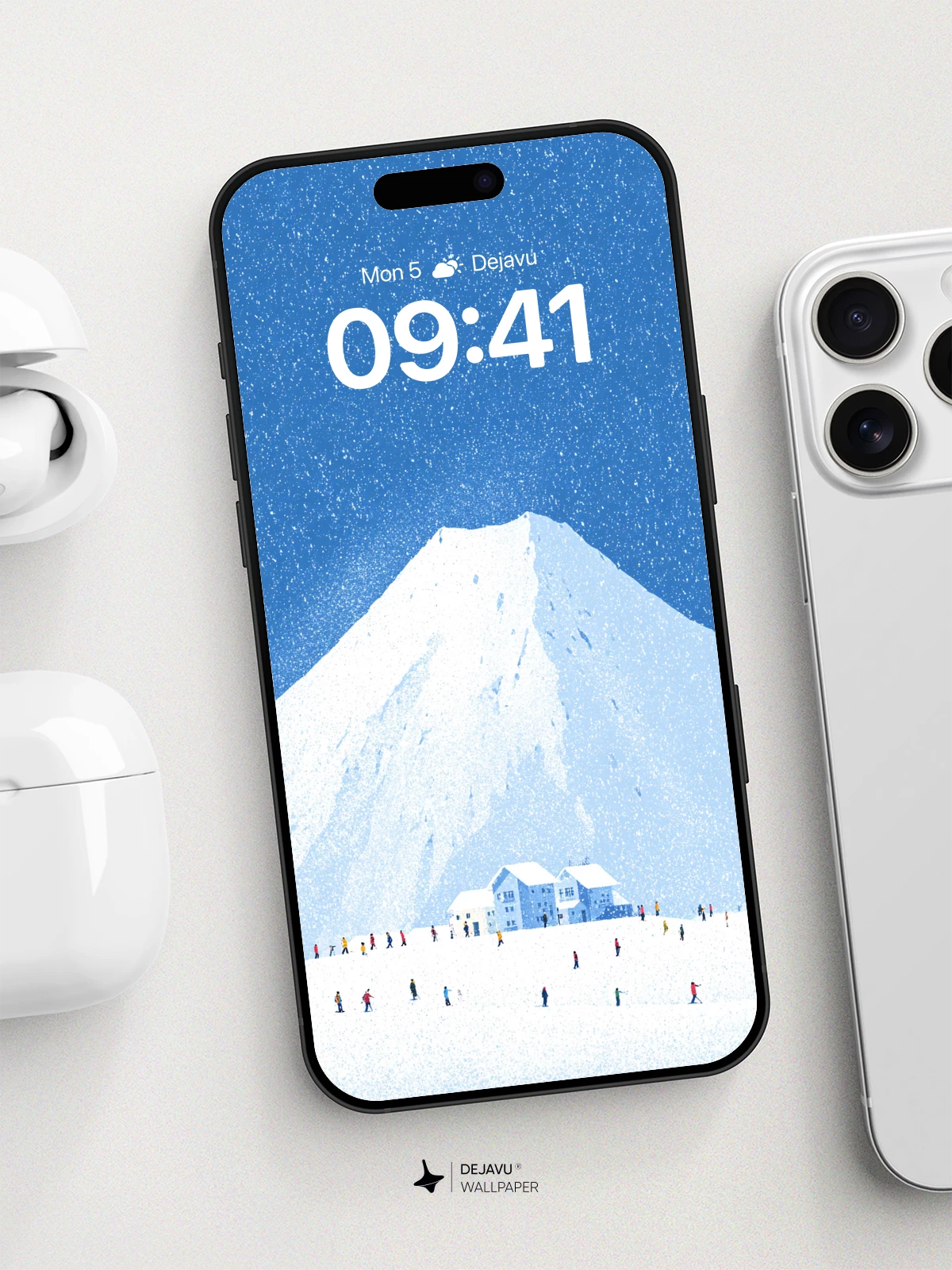 Snowy Mount Fuji Winter Wonderland Wallpaper 8K for iPhone and Android