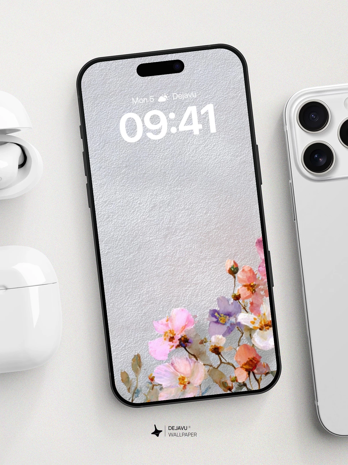 Watercolor Floral Corner Wallpaper 8K for iPhone and Android