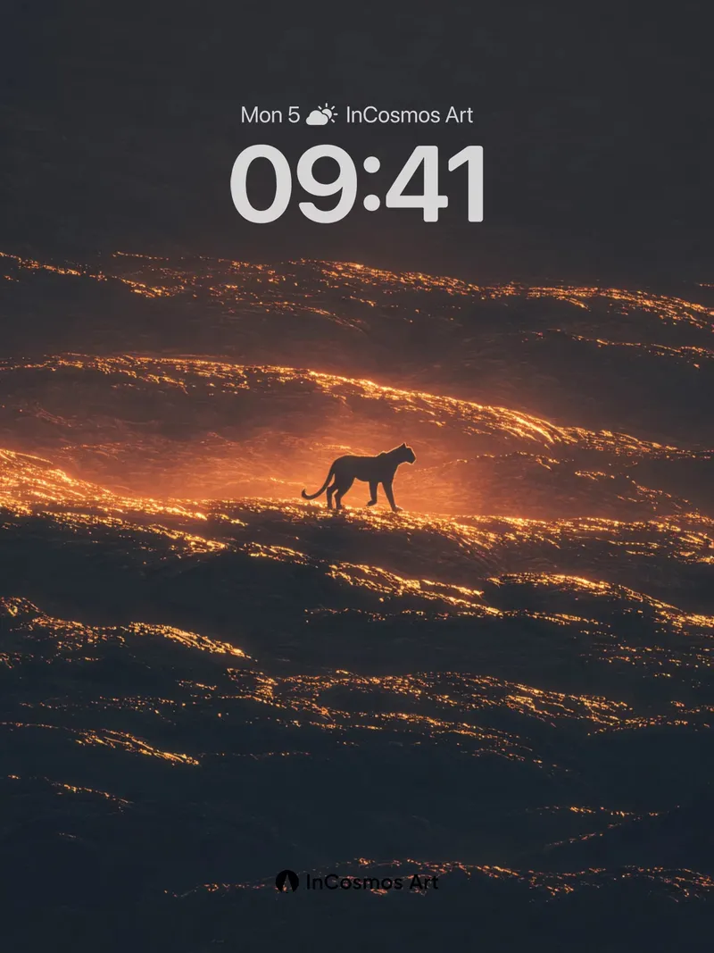 Silhouetted Prowl Wallpaper with Golden Dunes