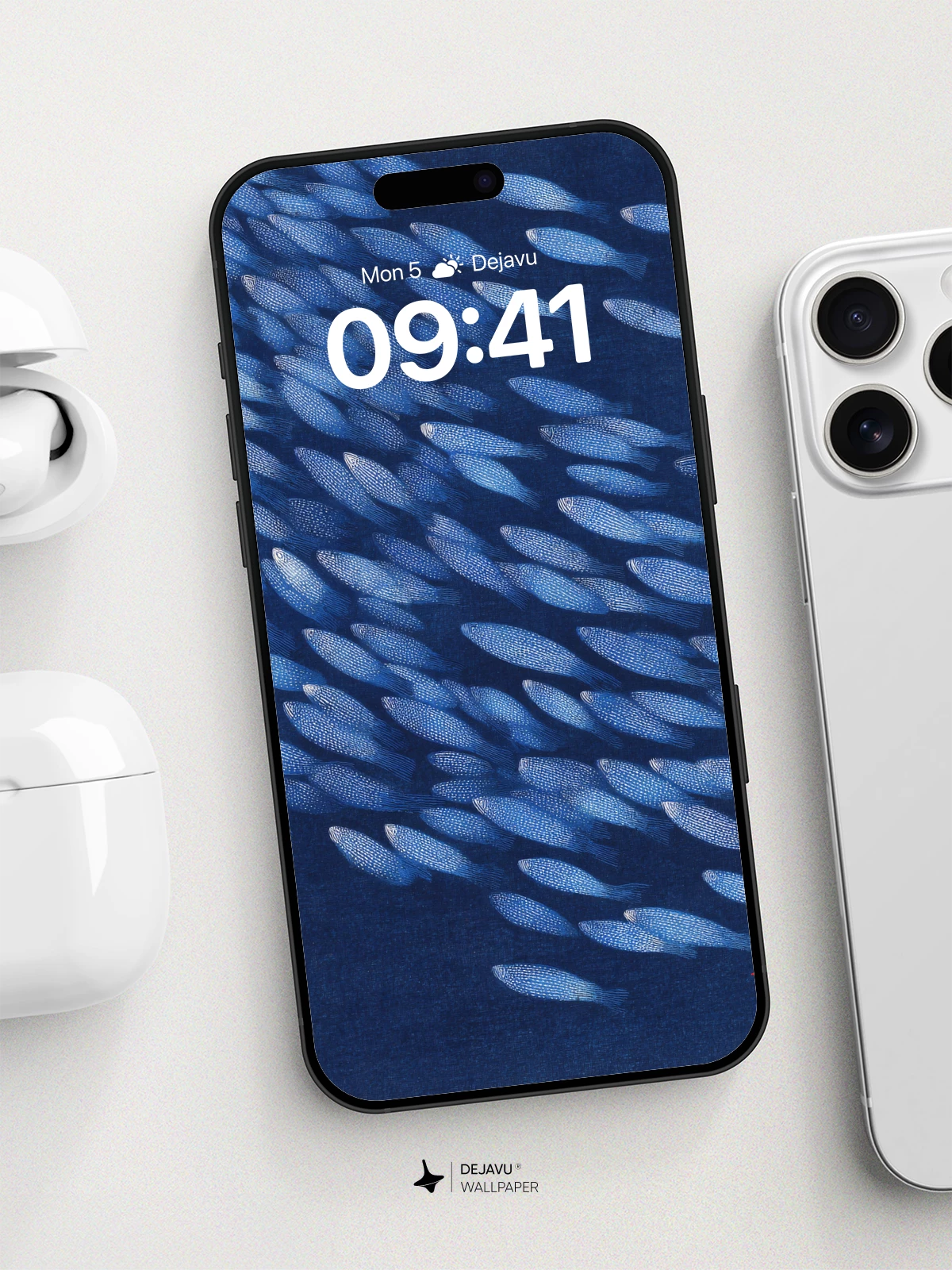 School of Fish Blue Ocean Wallpaper 8K for iPhone and Android