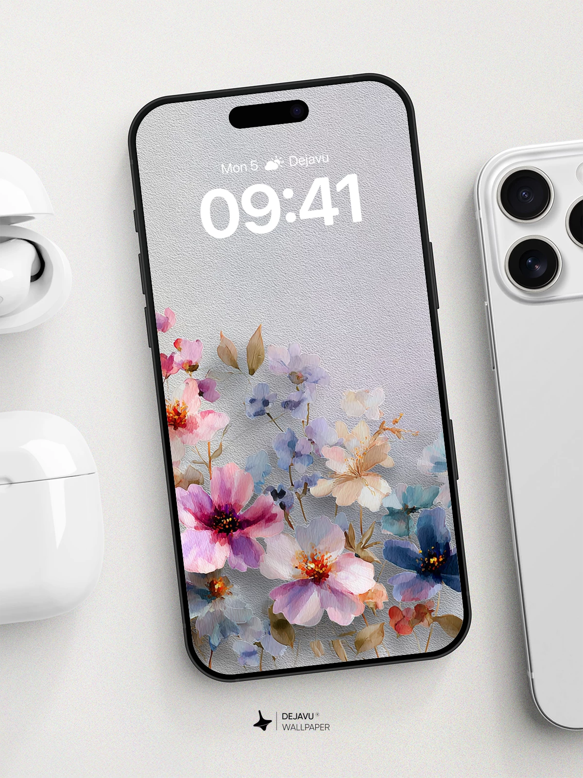 Watercolor Floral Garden Wallpaper 8K for iPhone and Android