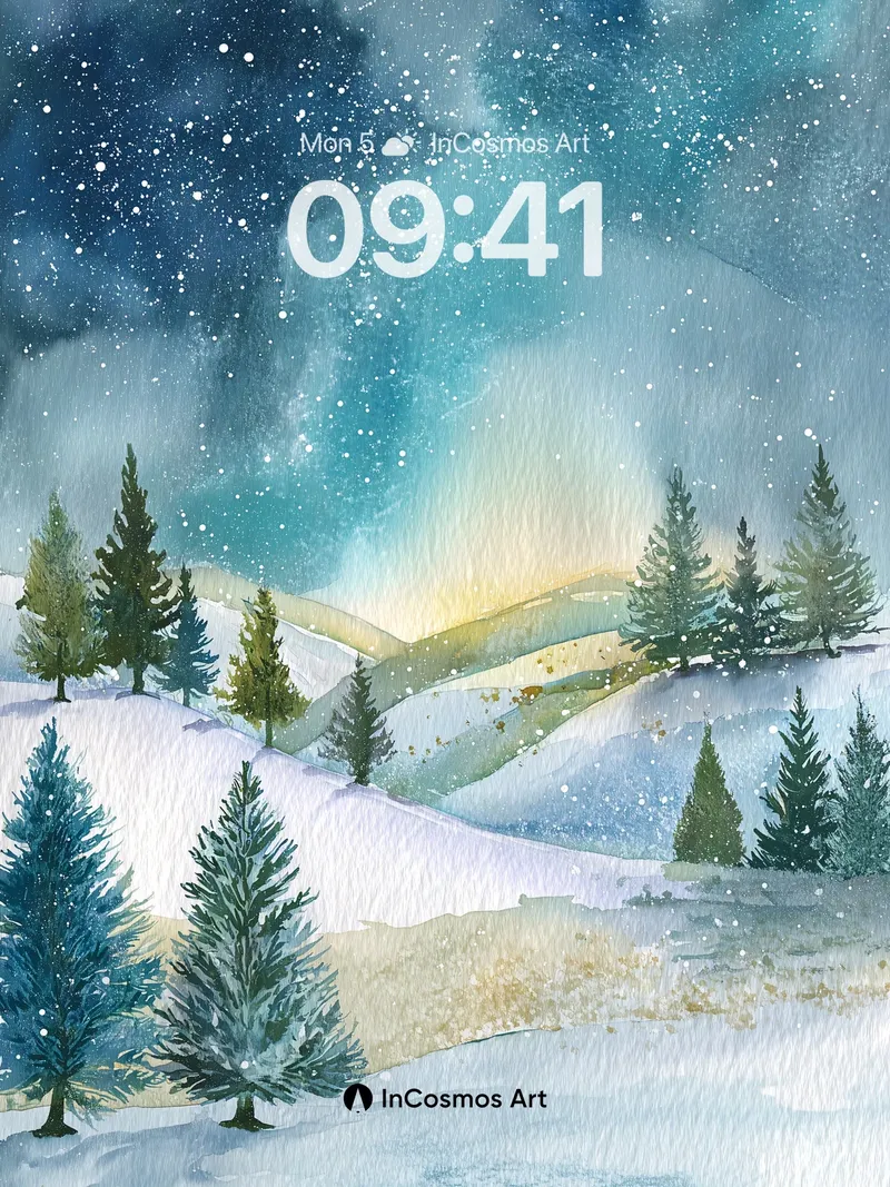 Starry Frost Wallpaper with Whispering Pines