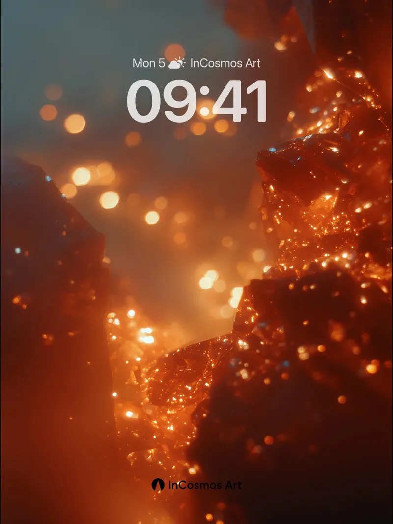 Luminous Ember Wallpaper with Crystalline Depths