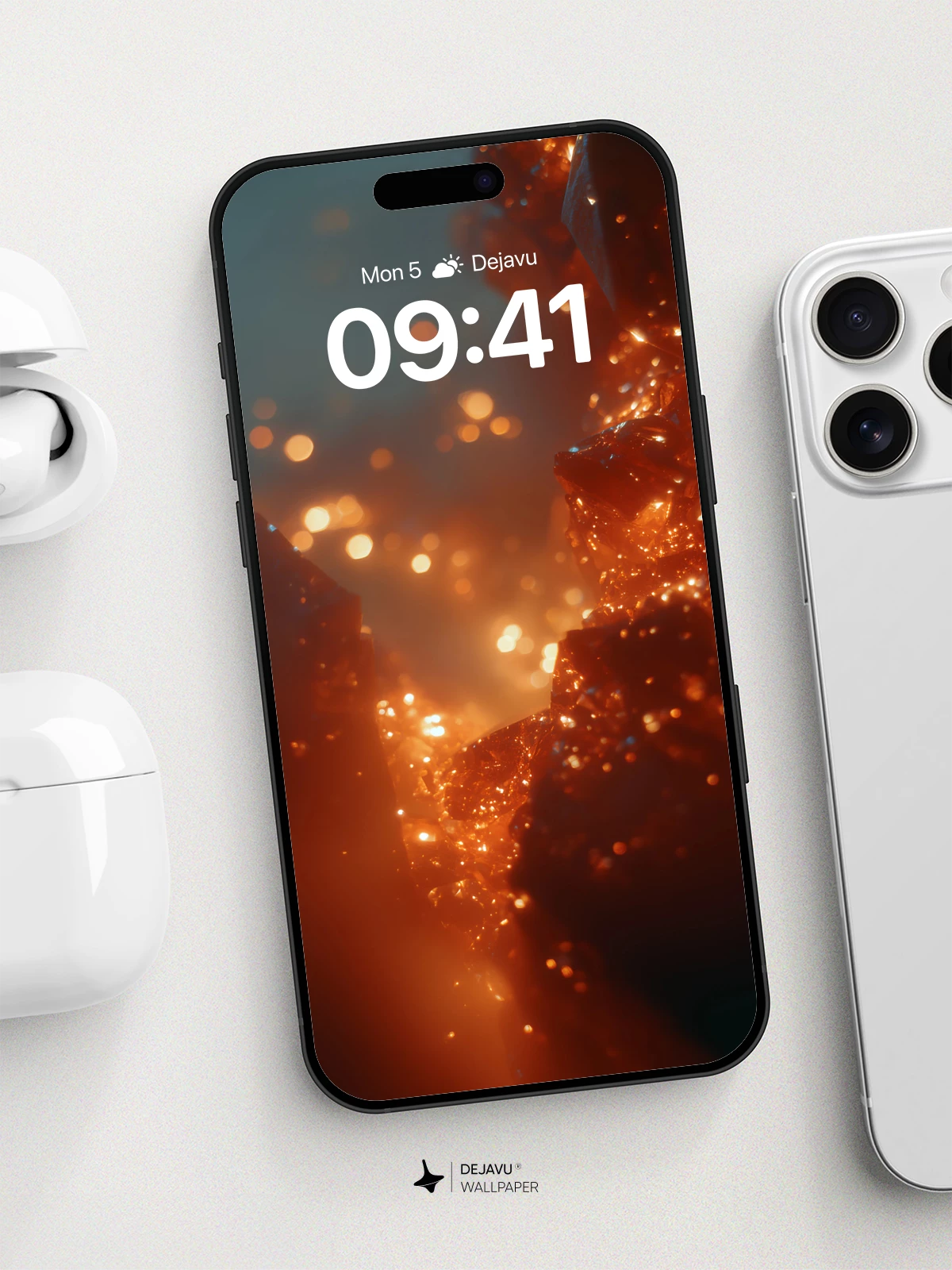 Luminous Crystal Cavern Wallpaper 8K for iPhone and Android