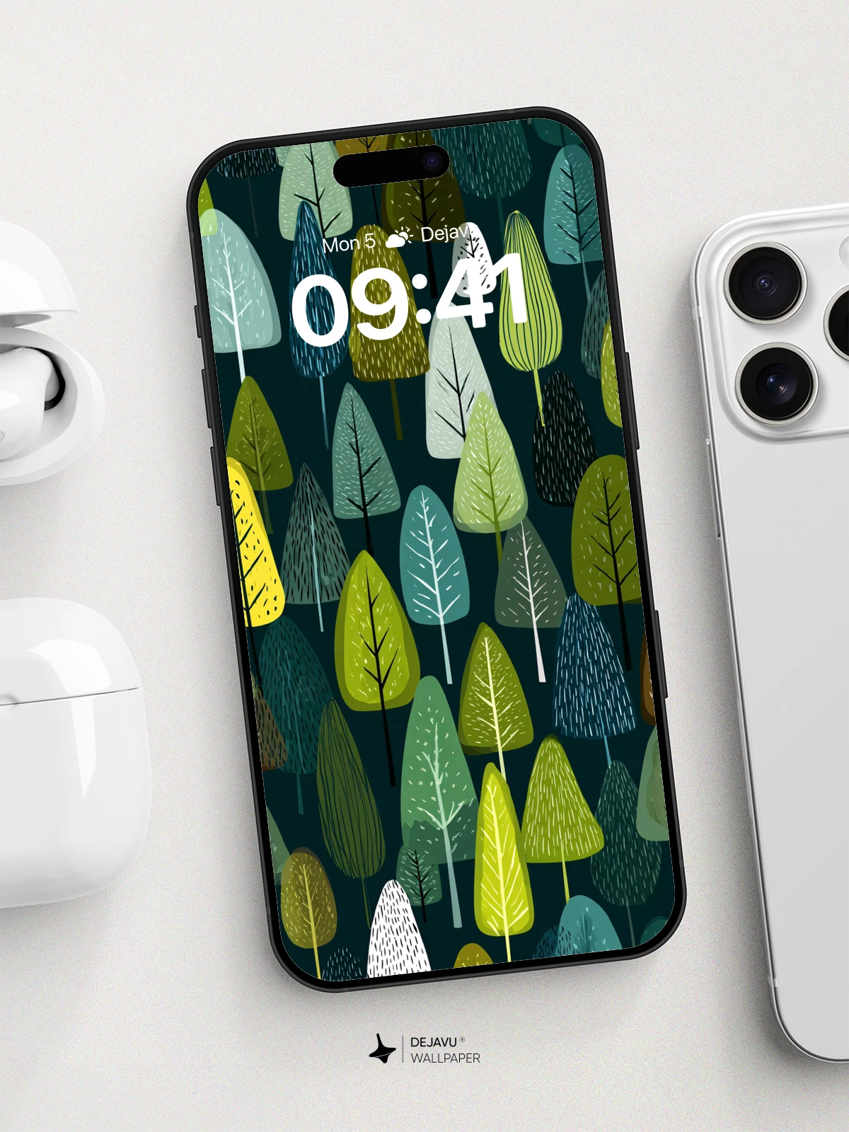 Whimsical Forest Pattern Wallpaper 8K for iPhone and Android