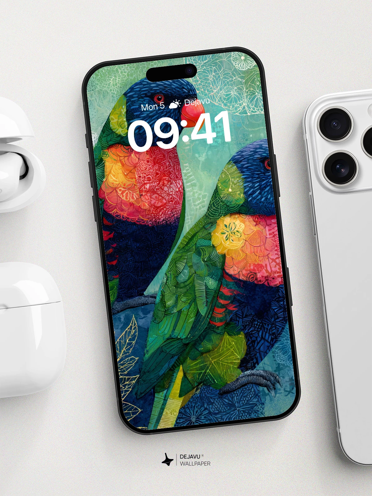 Vibrant Rainbow Lorikeet Wallpaper 8K for iPhone and Android