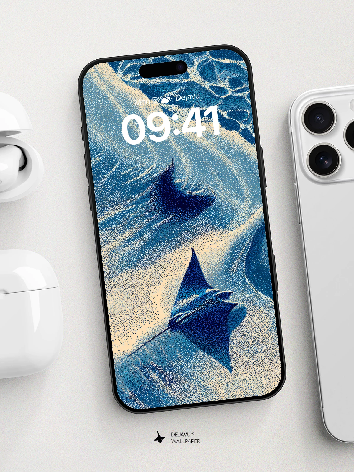 Underwater Manta Ray Wallpaper 8K for iPhone and Android