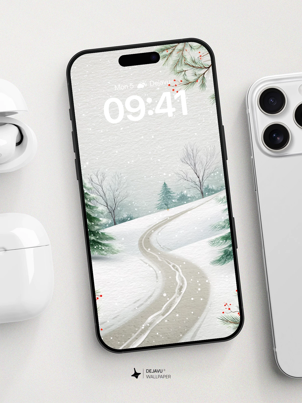 Winter Pine Forest Wallpaper 8K for iPhone and Android