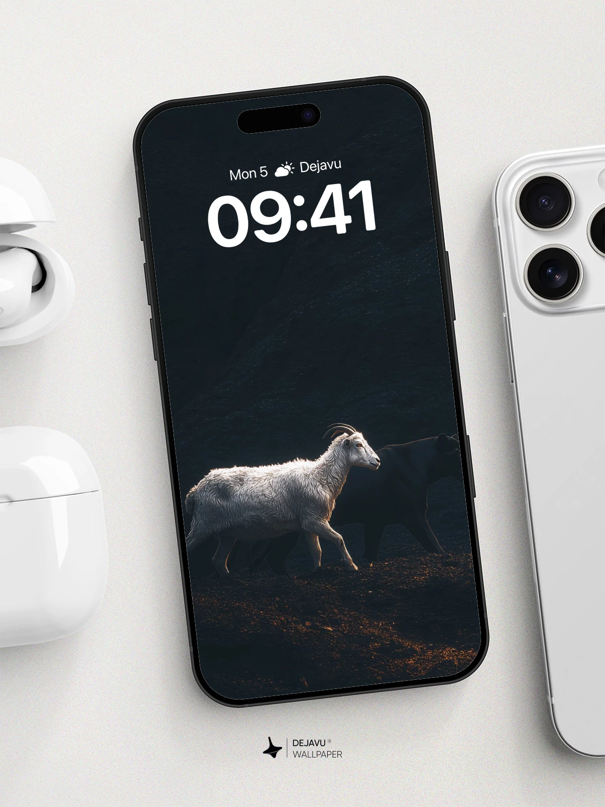 Mystic Mountain Goat And Panther Wallpaper 8K