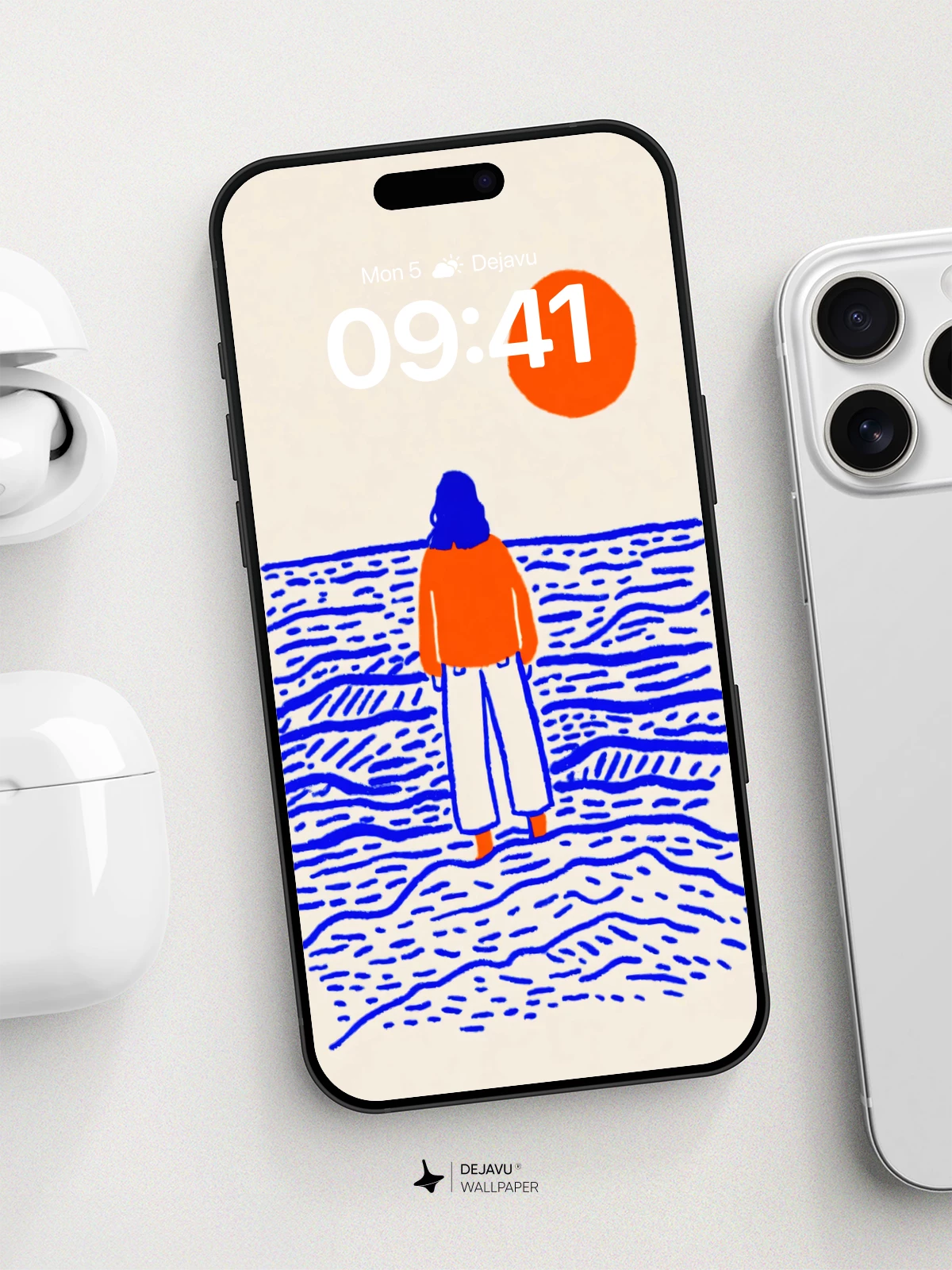 Minimalist Ocean Sunset Wallpaper 8K for iPhone and Android