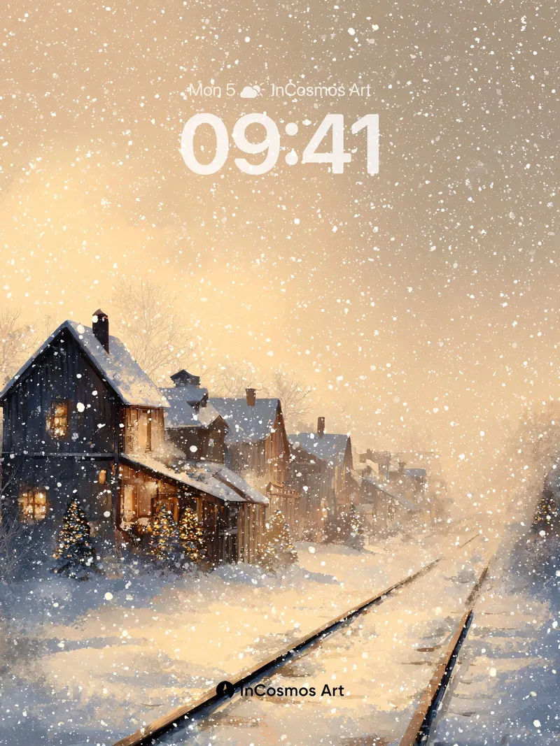 Golden Hush Wallpaper with Snowfall Trails