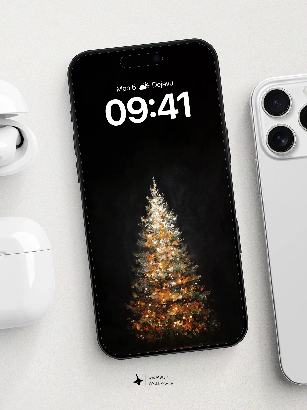 Glowing Christmas Tree Wallpaper 8K for iPhone and Android