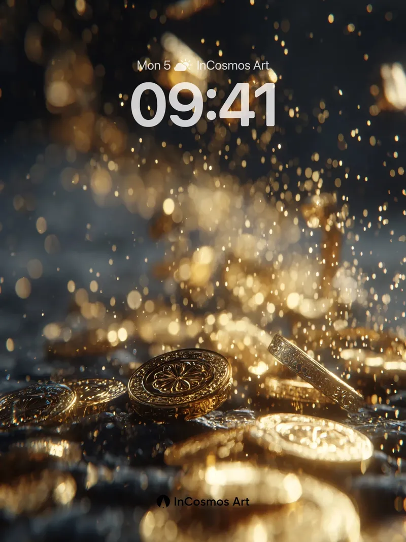 Golden Rain Wallpaper with Floating Light Dust